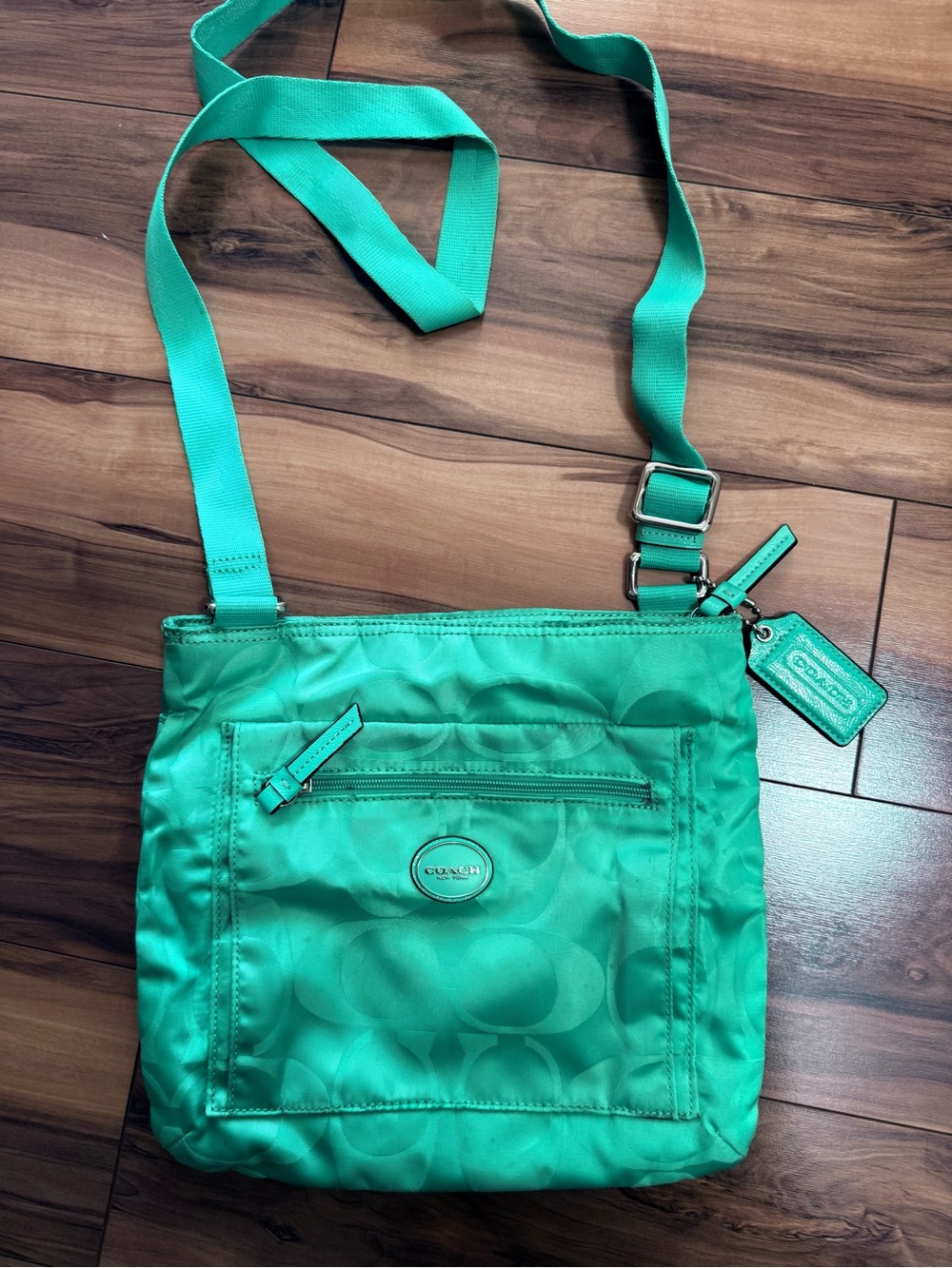 Coach Turquoise Signature Nylon Crossbody Bag